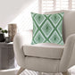 Valey 16 Inch Accent Pillow Set of 4, Indoor Outdoor, Diamond Green White By Casagear Home