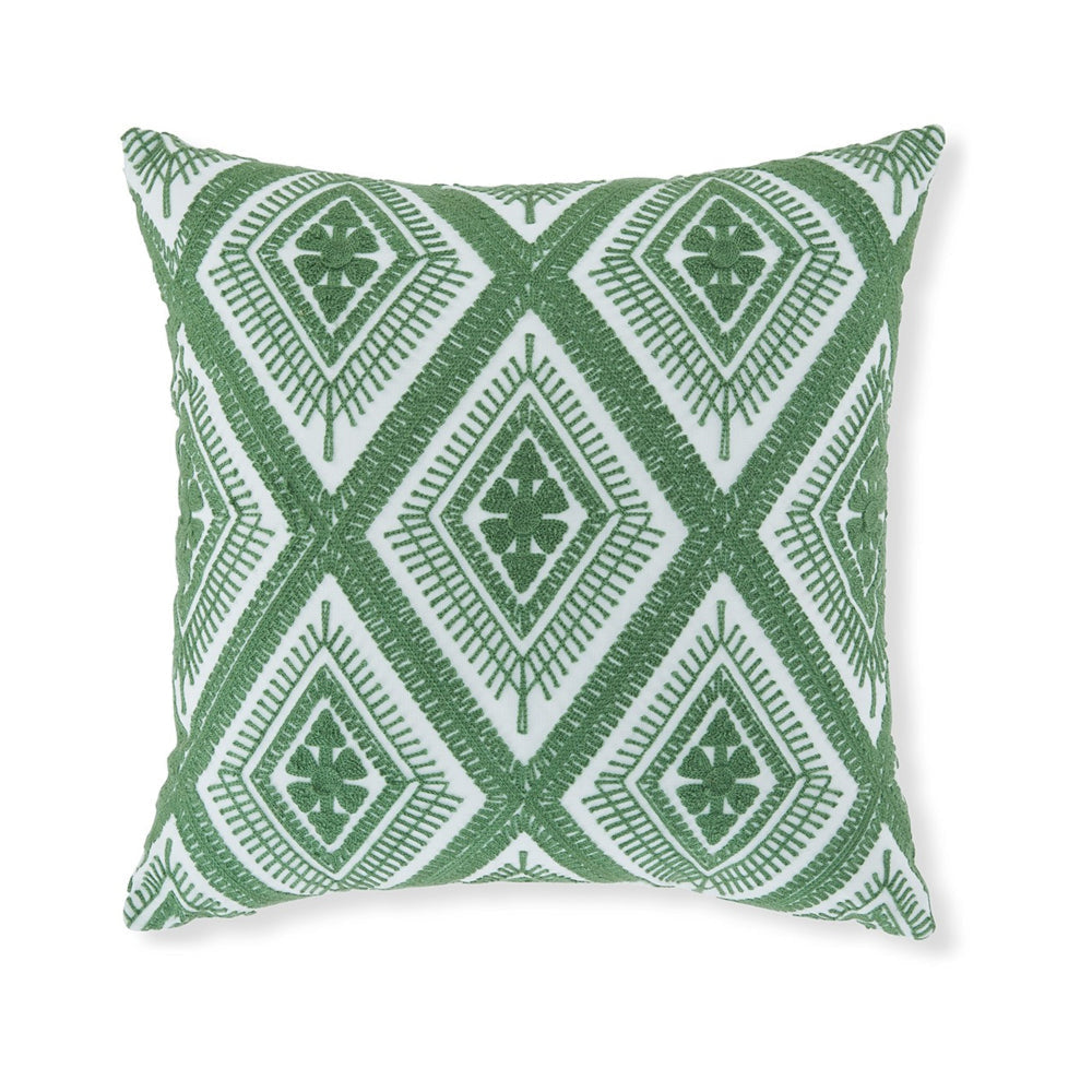 Valey 16 Inch Accent Pillow Set of 4 Indoor Outdoor Diamond Green White By Casagear Home BM318578