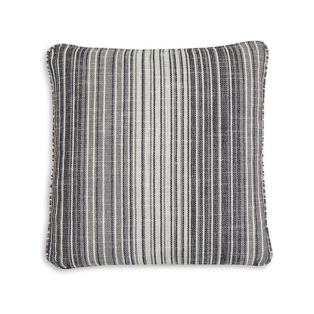 Jena 22 Inch Accent Pillow Set of 4 Indoor Outdoor Black White Striped By Casagear Home BM318581