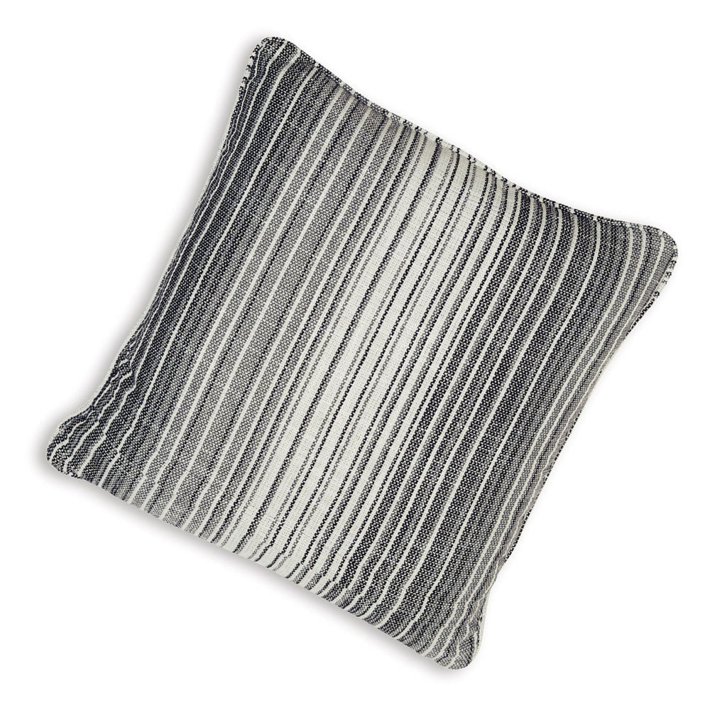 Jena 22 Inch Accent Pillow Set of 4 Indoor Outdoor Black White Striped By Casagear Home BM318581