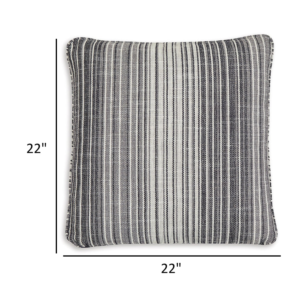 Jena 22 Inch Accent Pillow Set of 4 Indoor Outdoor Black White Striped By Casagear Home BM318581