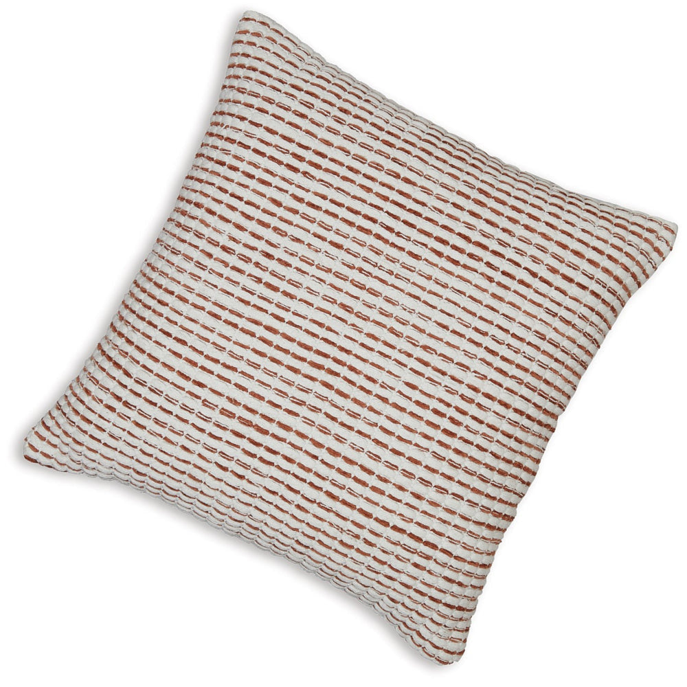 Lien 19 Inch Throw Pillow Set of 4 Striped Design White Brown Cotton By Casagear Home BM318584