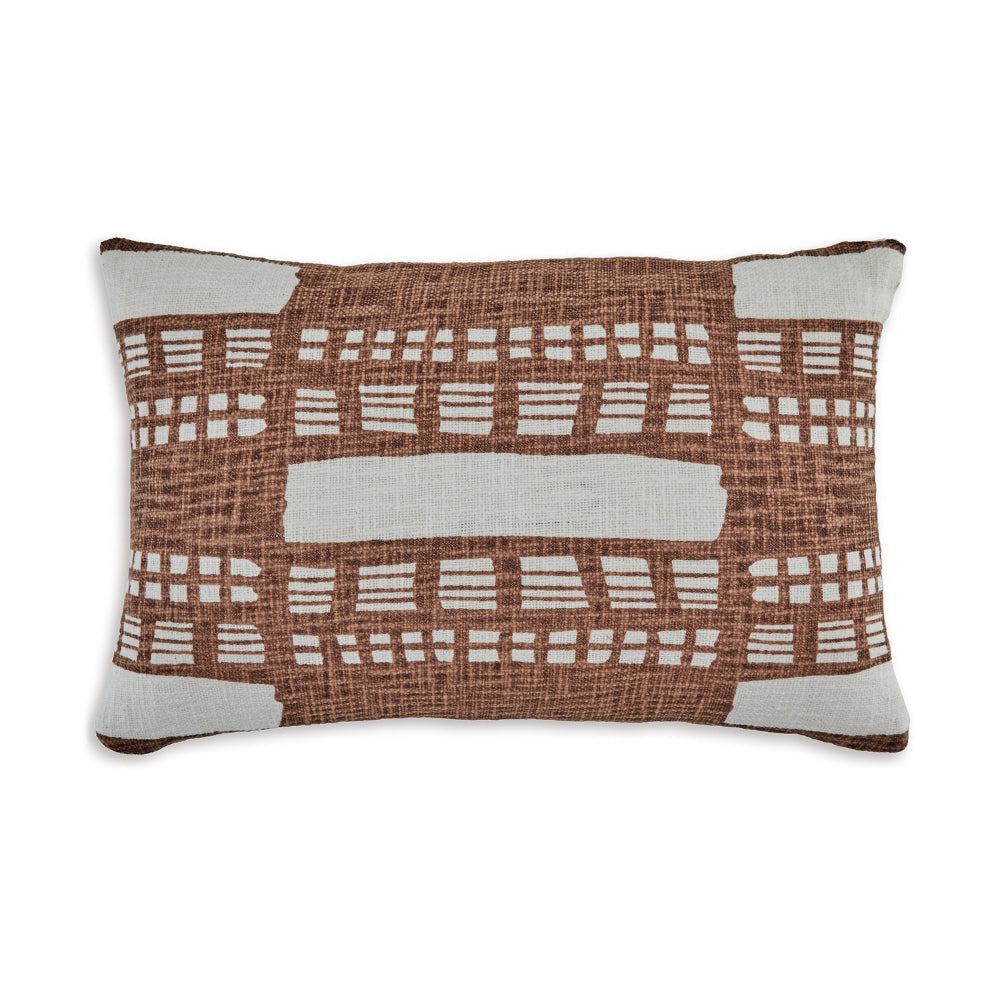 Acky 14 x 22 Lumbar Throw Pillow Set of 4 Abstract Design Brown White By Casagear Home BM318585