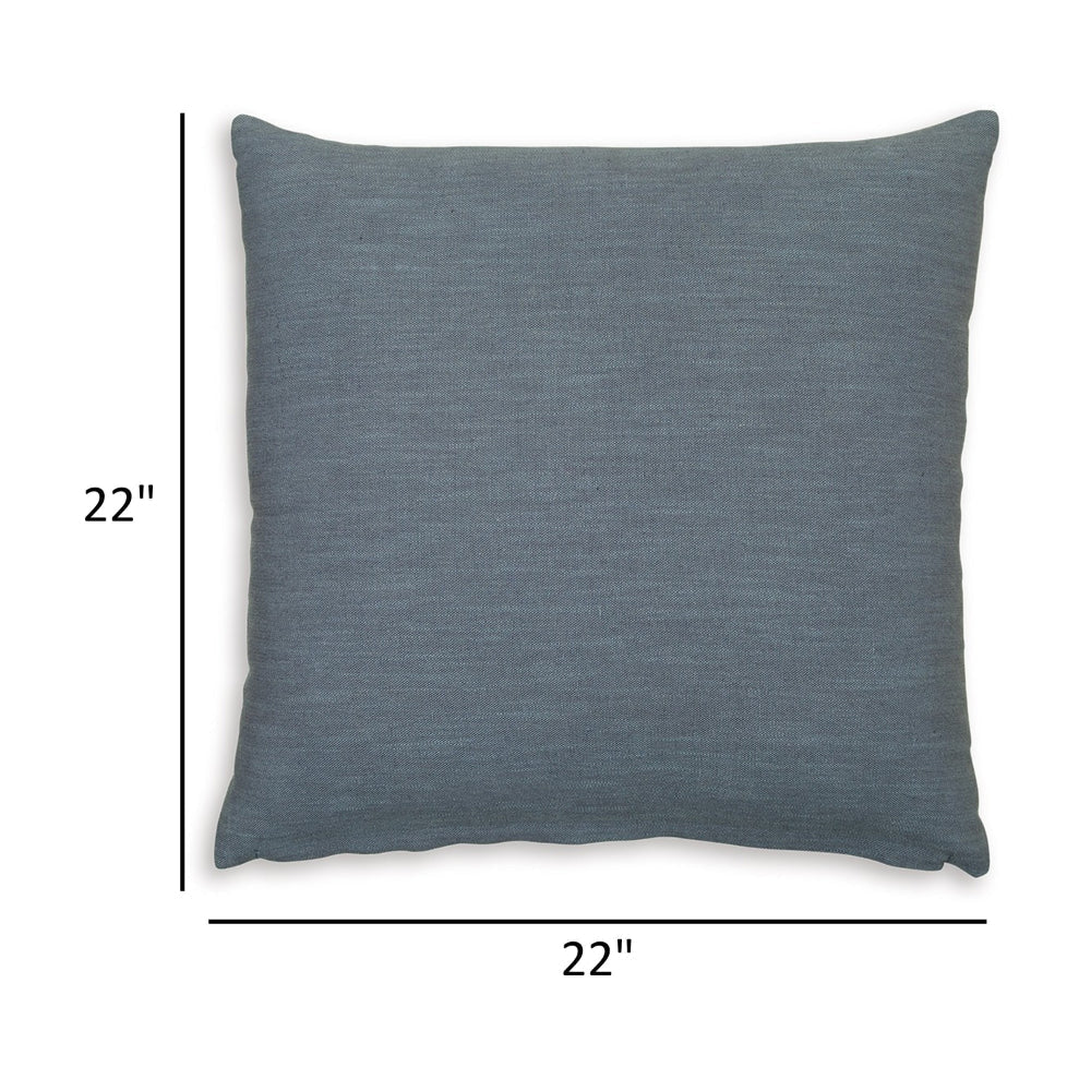 Ina 22 Inch Accent Throw Pillow Set of 4 Square Classic Blue Cotton Linen By Casagear Home BM318587