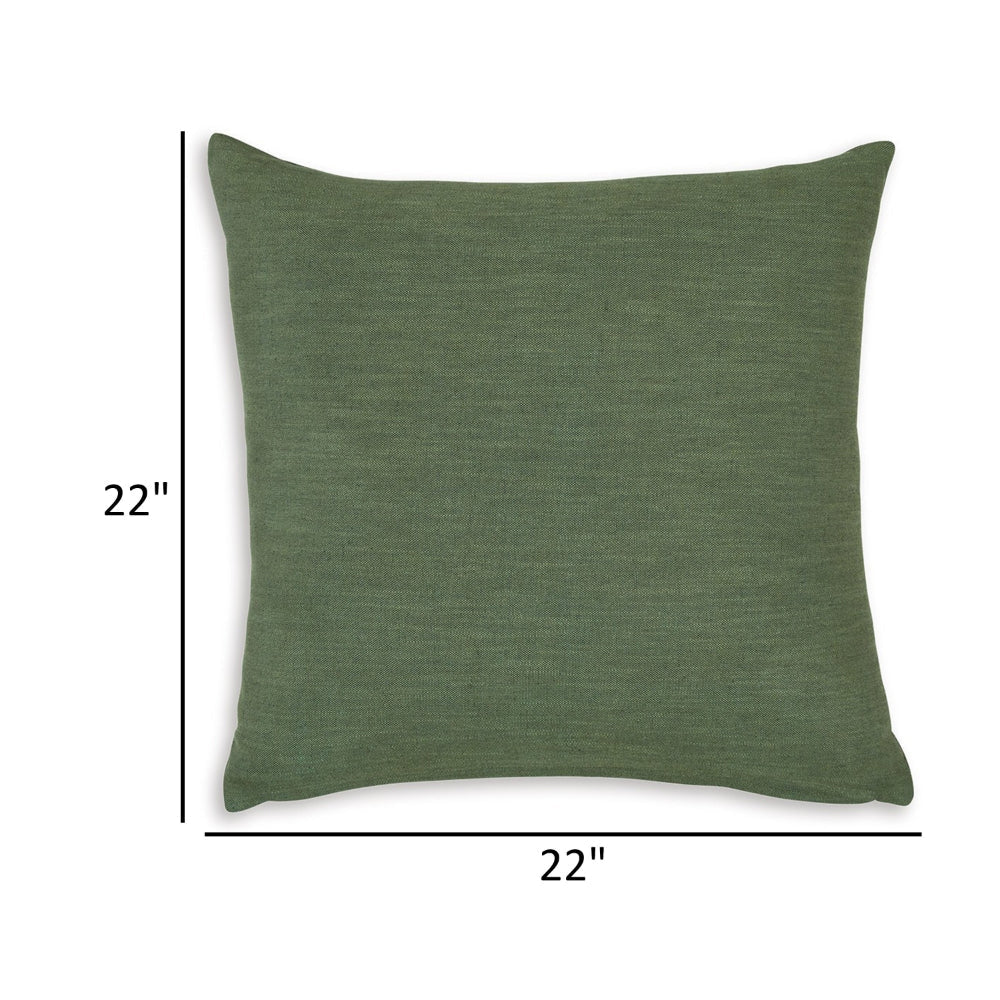 Ina 22 Inch Accent Throw Pillow Set of 4 Square Green Cotton Linen By Casagear Home BM318588