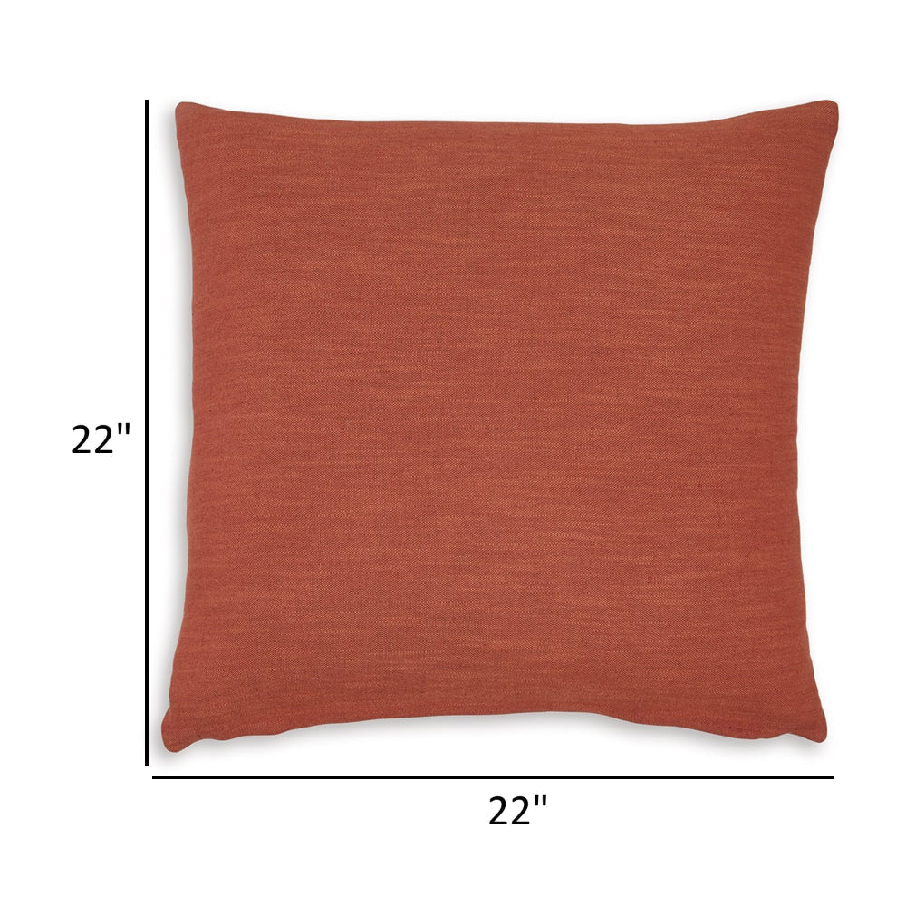 Ina 22 Inch Accent Throw Pillow Set of 4 Square Rust Brown Cotton Linen By Casagear Home BM318589