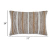 Ishy 14 x 22 Lumbar Accent Pillow Set of 4 Stripe Design Brown White By Casagear Home BM318591