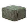 Fena 23 Inch Ottoman Pouf Woven Pattern Zipper Cotton Cover Black White By Casagear Home BM318594