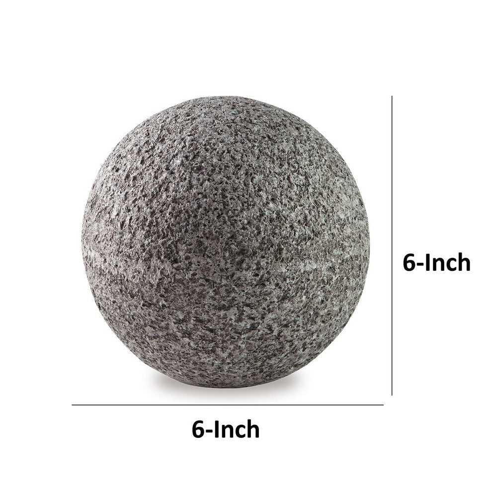 Zean 6 Inch Tabletop Sculpture Set of 3 Sphere Gray Faux Cement Look By Casagear Home BM318600