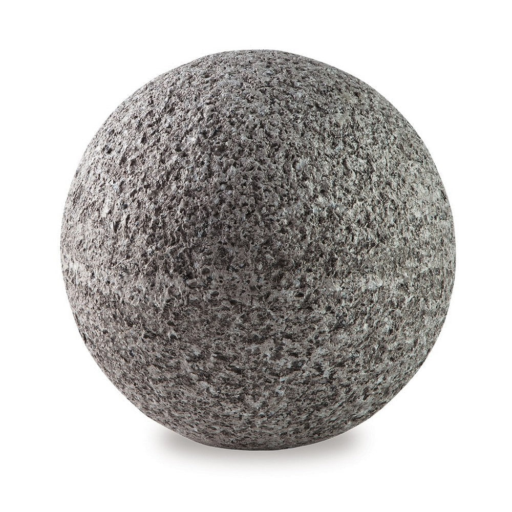 Zean 6 Inch Tabletop Sculpture Set of 3, Sphere, Gray Faux Cement Look By Casagear Home