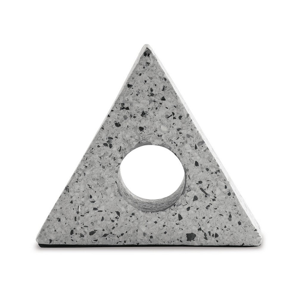 Sofy Triangle Sculpture Decor Set of 2 Black White Marble Flecks Cement By Casagear Home BM318609