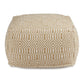 Sena 22 Inch Ottoman Pouf Handwoven Pattern Cotton Cover Beige White By Casagear Home BM318613