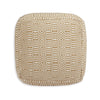 Sena 22 Inch Ottoman Pouf Handwoven Pattern Cotton Cover Beige White By Casagear Home BM318613