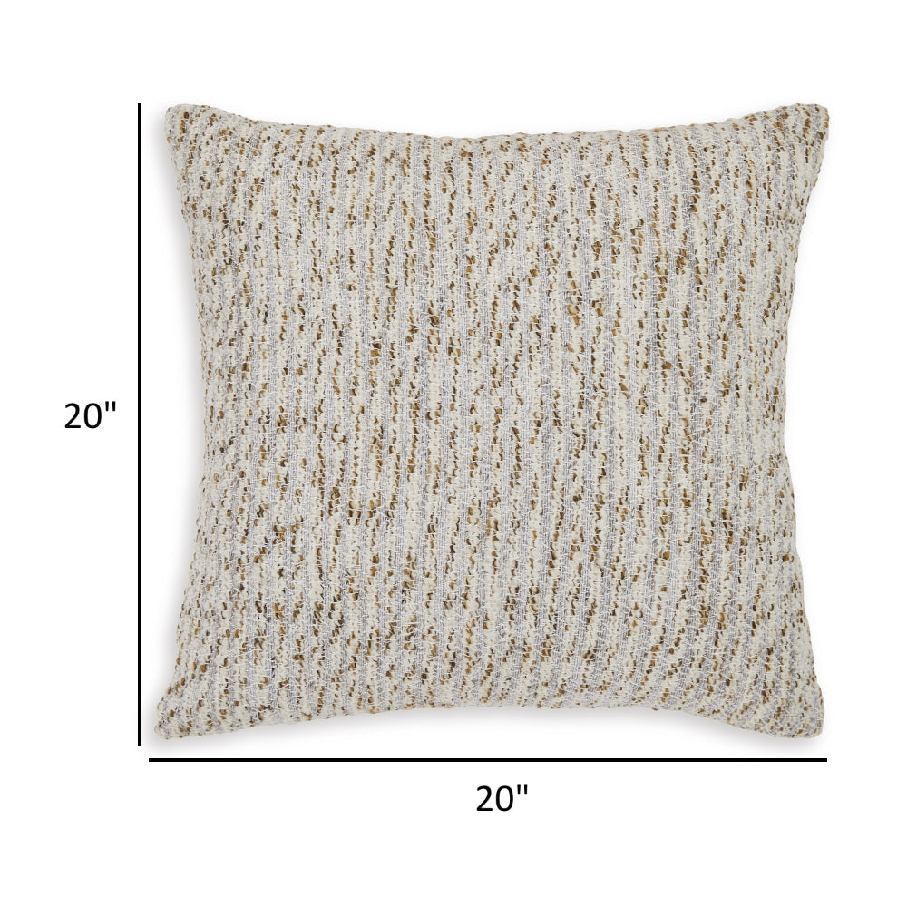 Lora 20 Inch Accent Pillow Set of 4 Textured Stripe Pattern Ivory Gray By Casagear Home BM318619