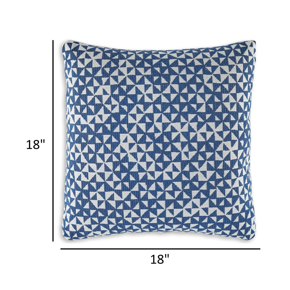 Coel 18 Inch Accent Pillow Set of 4 Indoor Outdoor Woven Geometric Blue By Casagear Home BM318623