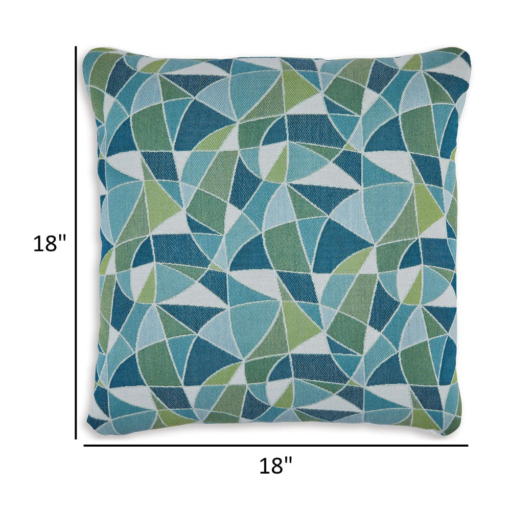 Sery 18 Inch Accent Pillow Set of 4 Indoor Outdoor Woven Geometric Blue By Casagear Home BM318625