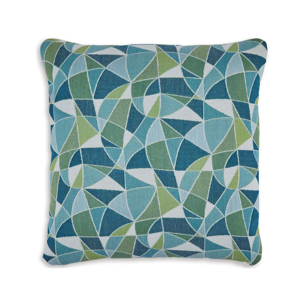 Sery 18 Inch Accent Pillow Set of 4 Indoor Outdoor Woven Geometric Blue By Casagear Home BM318625