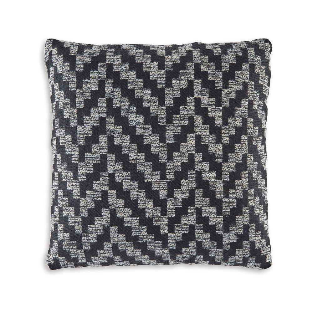 Loey Accent Pillow Set of 4 Indoor Outdoor Chevron Black Gray Polyester By Casagear Home BM318627