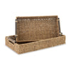 Lima Decorative Nesting Tray Set of 2, Cutout Handles, Brown Seagrass Woven By Casagear Home