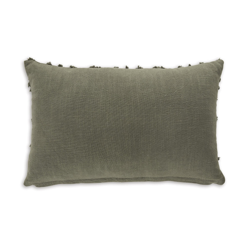 Lumbar Pillow Set of 4 14 x 22 Soft Cotton Diamond Tufted Gray Green By Casagear Home BM318634