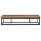 Accent Bench 71 Inch Black Metal Brown Genuine Leather Cushioned Seat By Casagear Home BM318657