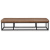 Accent Bench 71 Inch Black Metal Brown Genuine Leather Cushioned Seat By Casagear Home BM318657