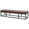 Accent Bench 71 Inch Black Metal Brown Genuine Leather Cushioned Seat By Casagear Home BM318657