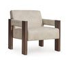 Live Accent Chair, Cushioned Seat, White Faux Leather, Espresso Brown Wood By Casagear Home