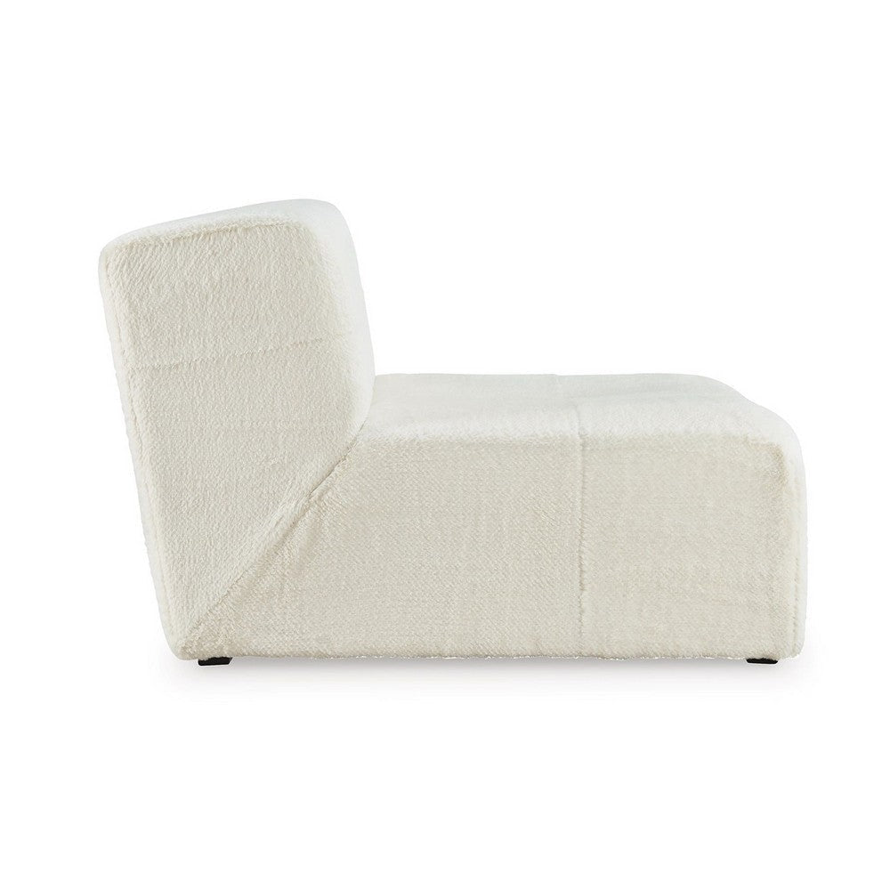 Accent Chair Cushioned Tufted Seat and Back White Polyester Faux Fur By Casagear Home BM318661