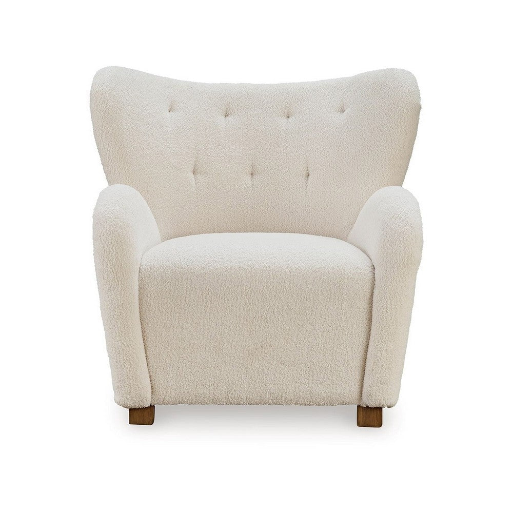 Lao Accent Chair Wingback Design Cushioned Tufted Back Beige Brown By Casagear Home BM318668