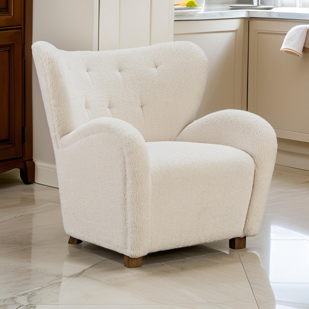 Lao Accent Chair Wingback Design Cushioned Tufted Back Beige Brown By Casagear Home BM318668