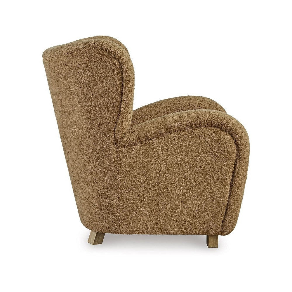 Lao Accent Chair Wingback Design Cushioned Tufted Back Brown Polyester By Casagear Home BM318669