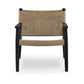 Accent Chair Natural Brown Jute Curved Seat Modern Black Wood Frame By Casagear Home BM318673