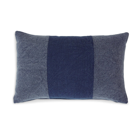 Ako Lumbar Pillow Set of 4, 14 x 22 Slim, Stonewashed Striped, Navy Blue By Casagear Home