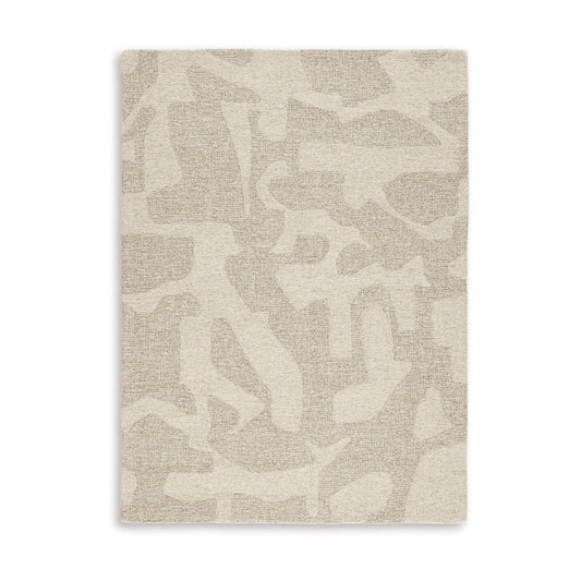 Ony 5 x 7 Medium Area Rug, Hand Tufted, Abstract Pattern, Taupe Beige Wool By Casagear Home