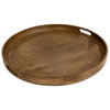 Bera Serving Tray, 24 Inch Round, 2 Handles, Industrial Brown Gray Finish By Casagear Home