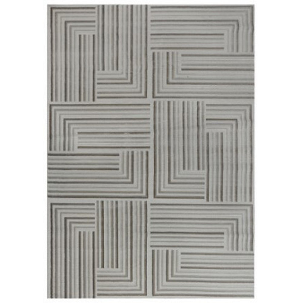 Dary 8 x 10 Large Area Rug, Maze Style Geometric Pattern, Taupe and Gray By Casagear Home