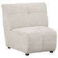 Hia Modular Armless Sofa Chair, Low Profile, Tufted Ivory White Silk Fabric By Casagear Home