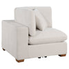 Lahe Modular Corner Sofa Chair, Brown Tapered Legs, Ivory White Fabric By Casagear Home