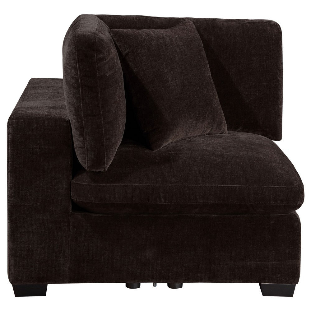 Lahe Modular Corner Sofa Chair Modern Tapered Legs Soft Brown Fabric By Casagear Home BM318712