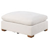 Lahe 41 Inch Modular Ottoman, Brown Tapered Legs, Seat, Ivory White Fabric By Casagear Home