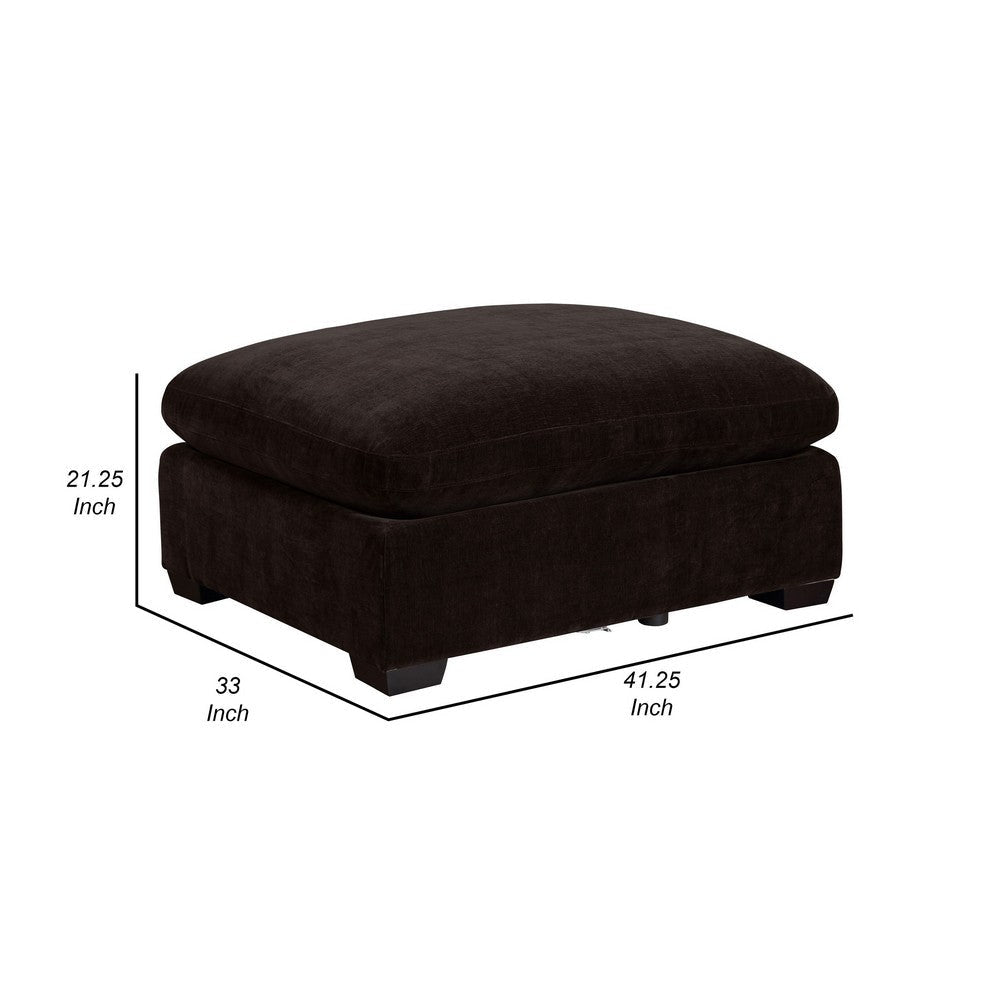 Lahe 41 Inch Modular Ottoman Tapered Legs Cushioned Soft Brown Fabric By Casagear Home BM318714