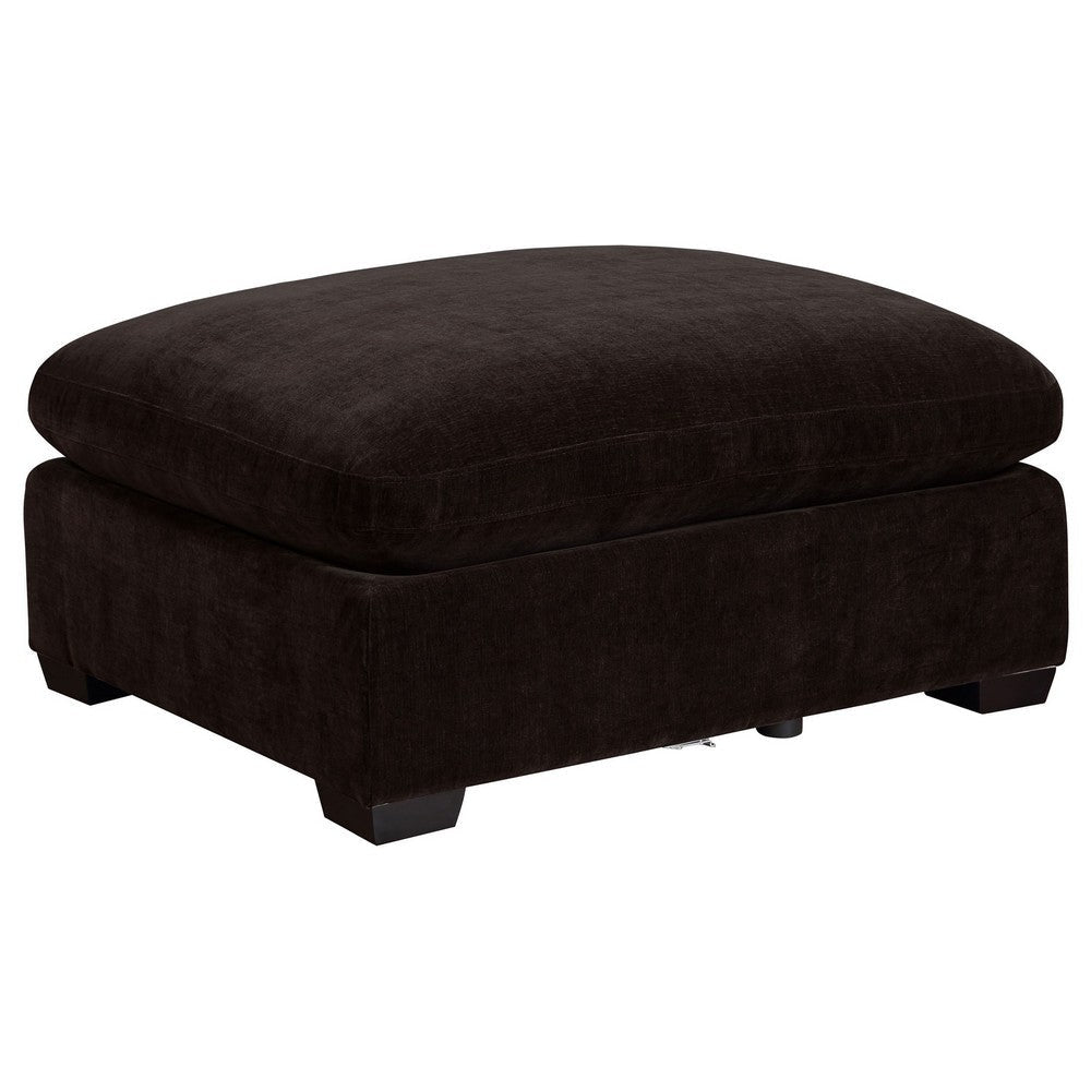 Lahe 41 Inch Modular Ottoman, Tapered Legs, Cushioned, Soft Brown Fabric By Casagear Home