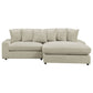 Lain Sectional Sofa with Reversible Chaise 6 Throw Pillows Beige Corduroy By Casagear Home BM318715