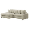 Lain Sectional Sofa with Reversible Chaise 6 Throw Pillows Beige Corduroy By Casagear Home BM318715