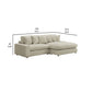 Lain Sectional Sofa with Reversible Chaise 6 Throw Pillows Beige Corduroy By Casagear Home BM318715