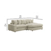 Lain Sectional Sofa with Reversible Chaise 6 Throw Pillows Beige Corduroy By Casagear Home BM318715