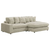 Lain Sectional Sofa with Reversible Chaise, 6 Throw Pillows, Beige Corduroy By Casagear Home