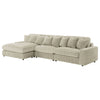 Lain 3pc Sectional Sofa with Reversible Chaise 8 PIllows Beige Corduroy By Casagear Home BM318717