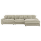 Lain 3pc Sectional Sofa with Reversible Chaise 8 PIllows Beige Corduroy By Casagear Home BM318717